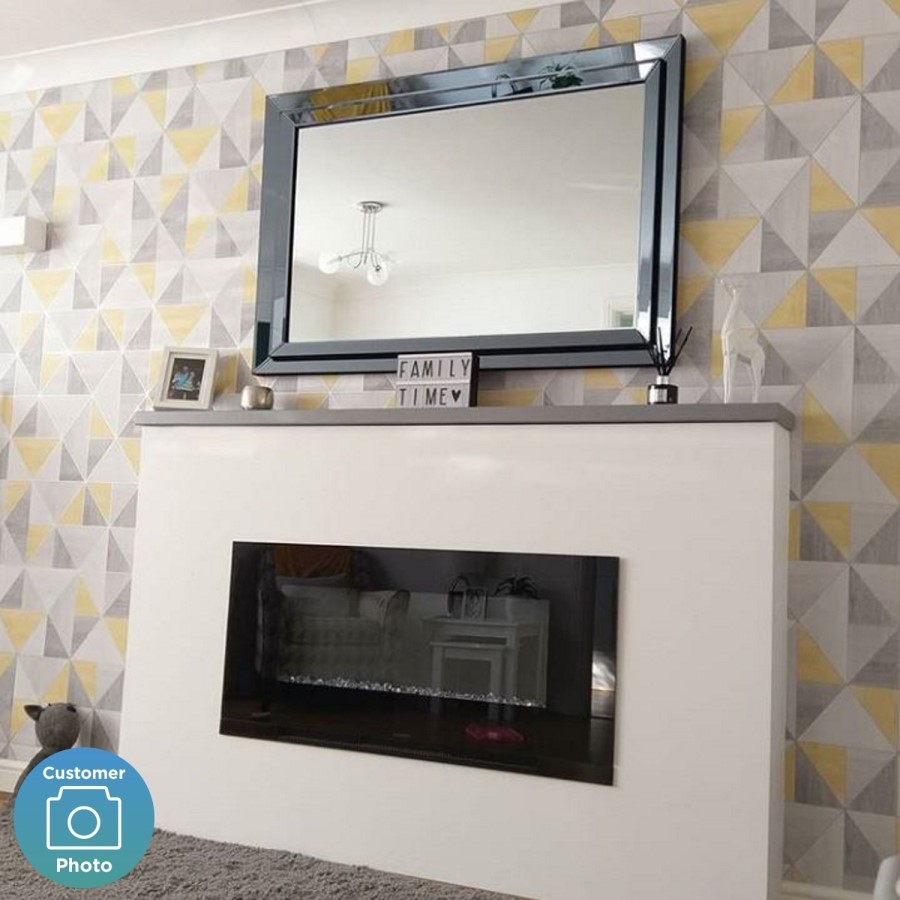 GRADE A2 - AmberGlo Black Wall Mounted Electric Fire with Logs & Crystal Fuel Beds