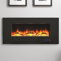 GRADE A2 - AmberGlo Black Wall Mounted Electric Fire with Logs & Crystal Fuel Beds