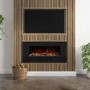 GRADE A3 - Black Wall Mounted or Recessed Electric Fire with Log and Crystal Fuel Bed - Amberglo