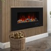 GRADE A1 - Black Wall Mounted or Recessed Electric Fire with Log and Crystal Fuel Bed - Amberglo