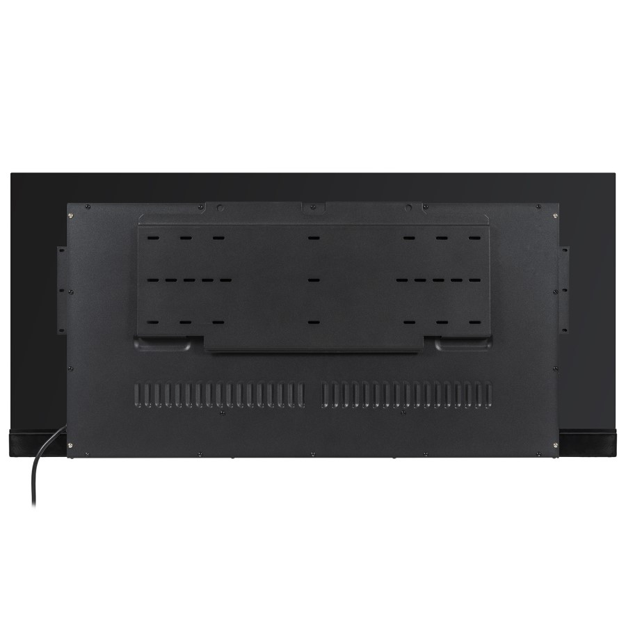 GRADE A2 - Black Inset Media Wall Electric Fireplace with Log and Crystal Fuel Bed 42 inch - Amberglo