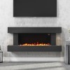 GRADE A2 - AmberGlo Grey Wall Mounted Electric Fireplace Suite with Log &amp; Pebble Fuel Bed