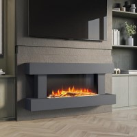 IMPERFECT - Grey Wall Mounted Electric Fireplace with LED Lights 52 inch - Amberglo IMPERFECT - Grey Wall Mounted Electric Fireplace with LED Lights 52 inch - Amberglo