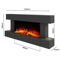 Grey Wall Mounted Electric Fireplace with LED Lights 52 inch - Amberglo