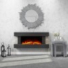 GRADE A1 - AmberGlo Grey Wall Mounted Electric Fireplace Suite with Log &amp; Pebble Fuel Bed