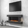 GRADE A2 - AmberGlo Grey Wall Mounted Electric Fireplace Suite with Log & Pebble Fuel Bed