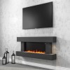 GRADE A1 - AmberGlo Grey Wall Mounted Electric Fireplace Suite with Log &amp; Pebble Fuel Bed