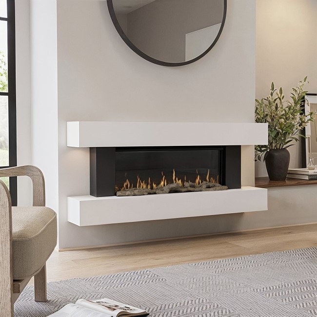 GRADE A2 - White 52inch WiFi Enabled Wall Mounted Electric Fireplace - AmberGlo