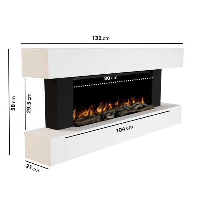 GRADE A2 - White 52inch WiFi Enabled Wall Mounted Electric Fireplace - AmberGlo