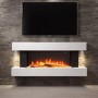 GRADE A1 - White Wall Mounted Electric Fireplace Suite with LED Lights - Amberglo