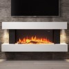GRADE A2 - AmberGlo White Wall Mounted Electric Fireplace Suite with Log &amp; Pebble Fuel Bed