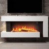 GRADE A3 - AmberGlo Wall Mounted Electric Fireplace Suite in White - Log &amp; Pebble Fuel Bed