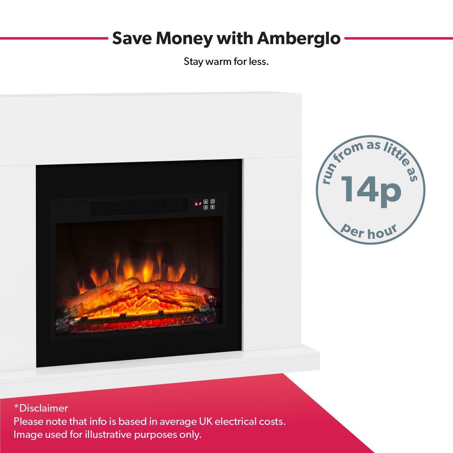 GRADE A2 White Wall Mounted Electric Fireplace Suite with LED Lights