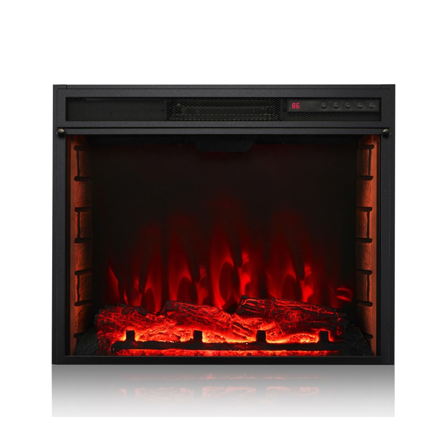 AmberGlo Electric Fireplace Suite with Inset Fire & White Surround - Lassen Range