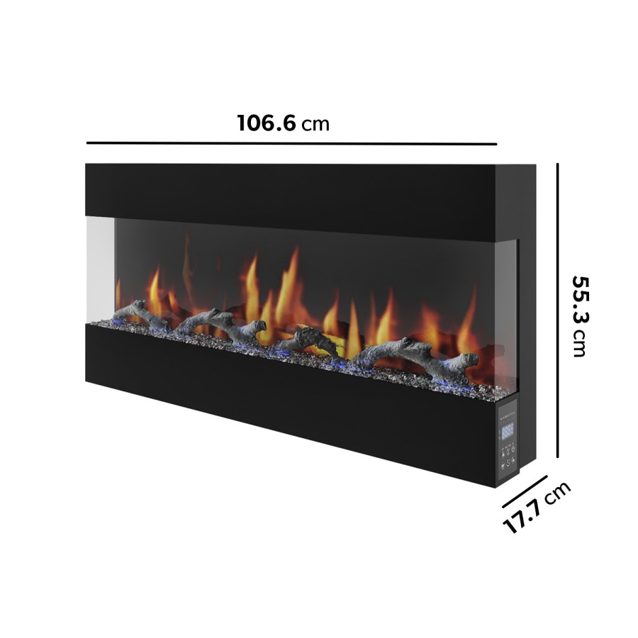 GRADE A3 - 42 Inch Black Built In Electric Fire -  AmberGlo
