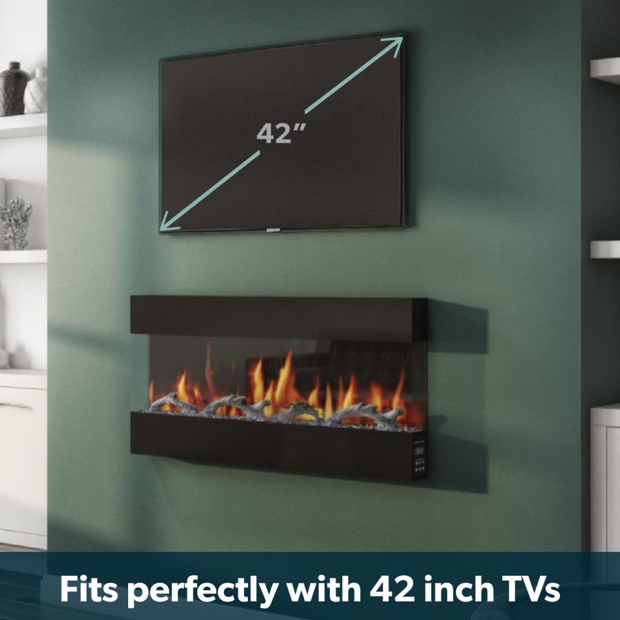 GRADE A3 - 42 Inch Black Built In Electric Fire -  AmberGlo