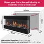 GRADE A3 - Black Wall Mounted Electric Fireplace 50 Inch - Amberglo