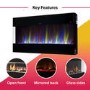 GRADE A3 - Black Wall Mounted Electric Fireplace 50 Inch - Amberglo
