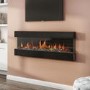 GRADE A2 - AmberGlo Mirrored Electric Wall Mounted Fire in Black - 60 Inch