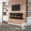 GRADE A2 - AmberGlo Mirrored Electric Wall Mounted Fire in Black - 60 Inch