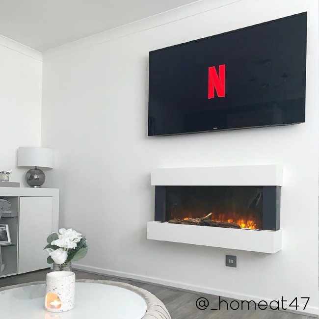 White 39inch Wall Mounted Electric Fireplace - AmberGlo