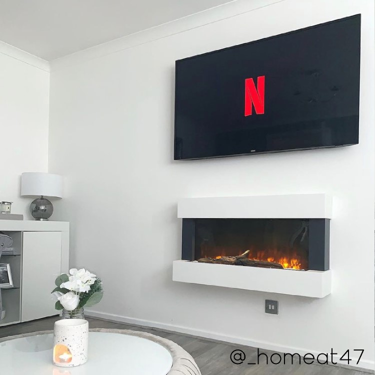 IMPERFECT - White Wall Mounted Electric Fireplace  - 39 Inch - Amberglo