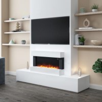 GRADE A3 - White Wall Mounted Electric Fireplace  - 39 Inch - Amberglo