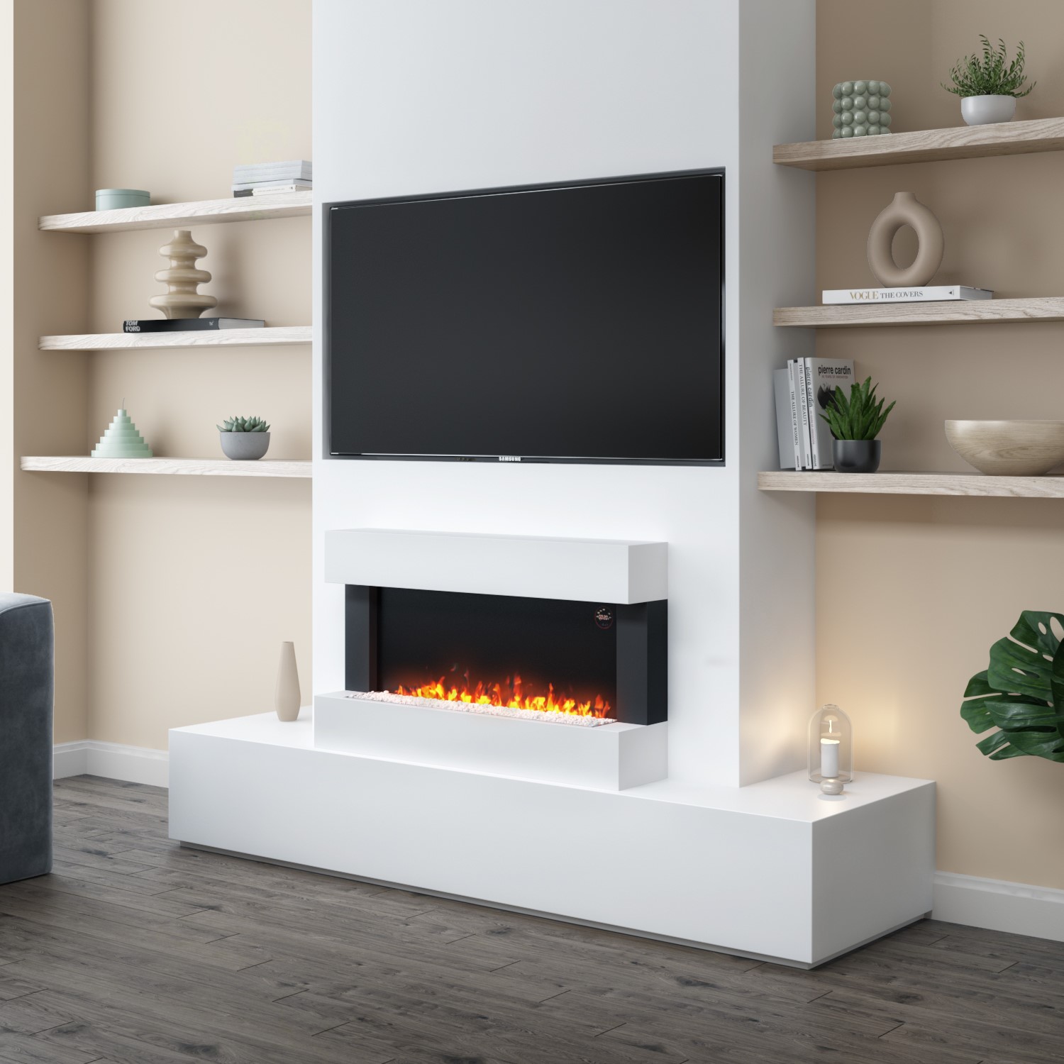 Photos - Electric Fireplace Amberglo White 39inch Wall Mounted  - AmberGlo AGL018