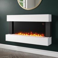 GRADE A1 - White Wall Mounted Electric Fireplace Suite - 39 Inch - Amberglo