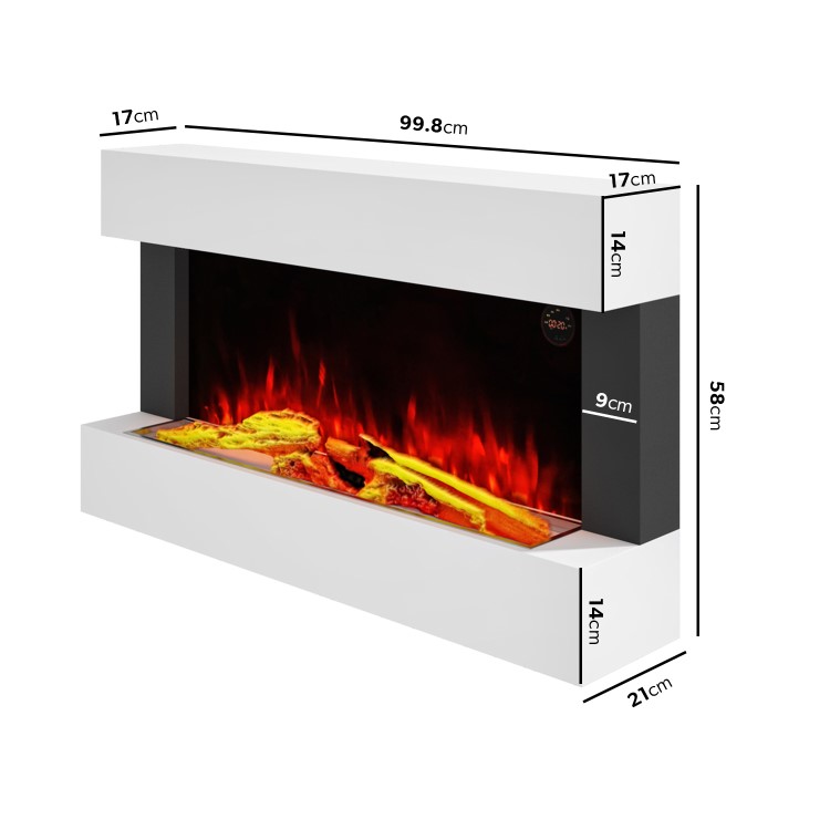 IMPERFECT - White Wall Mounted Electric Fireplace  - 39 Inch - Amberglo