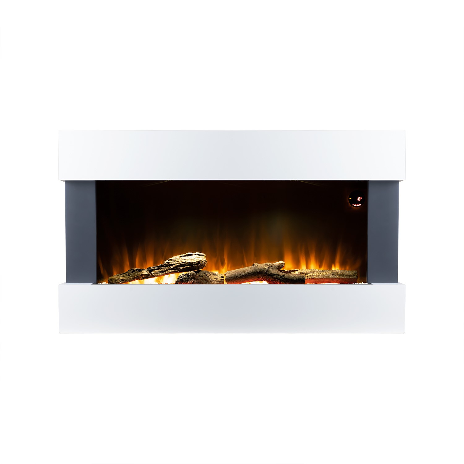 Wood Burning Wall Mounted Electric Fires Amberglo White 39Inch
