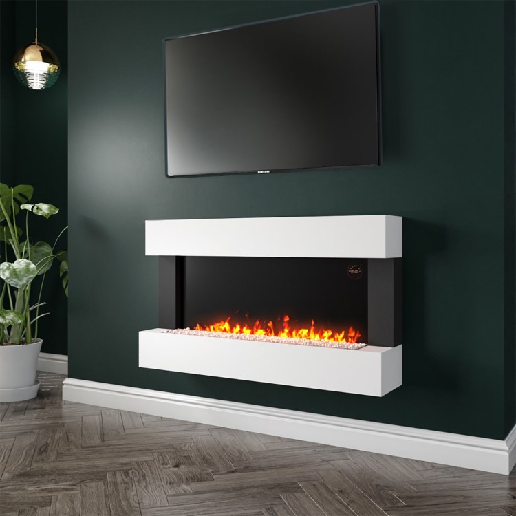 IMPERFECT - White Wall Mounted Electric Fireplace  - 39 Inch - Amberglo