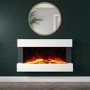 ONLY OPENED - White Wall Mounted Electric Fireplace Suite - 39 Inch - Amberglo
