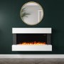 GRADE A3 - AmberGlo White Wall Mounted Electric Fireplace Suite with Logs & Crystal Fuel Beds