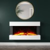 GRADE A2 - AmberGlo White Wall Mounted Electric Fireplace Suite with Logs &amp; Crystal Fuel Beds