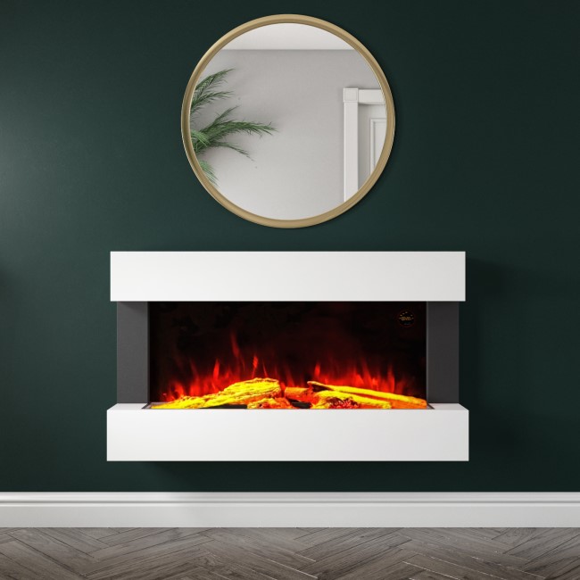 White 39inch Wall Mounted Electric Fireplace - AmberGlo