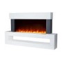 White Wall Mounted Electric Fireplace with LED Lights and  Storage Shelf 47 inch - Amberglo