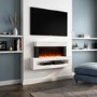 IMPERFECT - White Wall Mounted Electric Fireplace with LED Lights and  Storage Shelf 47 inch - Amberglo