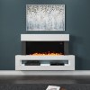 GRADE A2 - AmberGlo White Wall Mounted Electric Fireplace Suite with LED Shelf