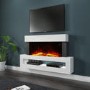 IMPERFECT - White Wall Mounted Electric Fireplace with LED Lights and  Storage Shelf 47 inch - Amberglo