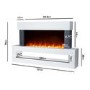 White Wall Mounted Electric Fireplace with LED Lights and  Storage Shelf 47 inch - Amberglo