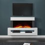 IMPERFECT - White Wall Mounted Electric Fireplace with LED Lights and  Storage Shelf 47 inch - Amberglo