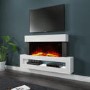 White Wall Mounted Electric Fireplace with LED Lights and  Storage Shelf 47 inch - Amberglo
