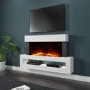 White Wall Mounted Electric Fireplace with LED Lights and  Storage Shelf 47 inch - Amberglo