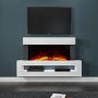 White Wall Mounted Electric Fireplace with LED Lights and  Storage Shelf 47 inch - Amberglo