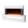 IMPERFECT - White Wall Mounted Electric Fireplace with LED Lights and  Storage Shelf 47 inch - Amberglo
