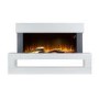 GRADE A2 - AmberGlo White Wall Mounted Electric Fireplace Suite with LED Shelf