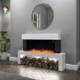 GRADE A2 - AmberGlo Floor Standing Electric Fireplace Suite in White - Log & Crystal Fuel Bed
