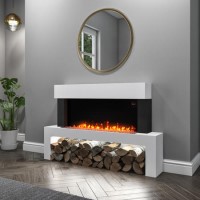 GRADE A2 - AmberGlo Floor Standing Electric Fireplace Suite in White - Log & Crystal Fuel Bed