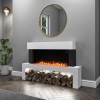 GRADE A2 - AmberGlo White Floor Standing Electric Fireplace Suite - Log &amp; Crystal Fuel Bed